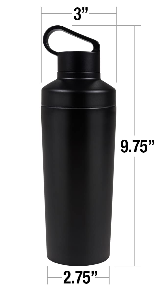 Batman - Logo OFFICIAL Dad By Day 18 oz Insulated Water Bottle, Leak Resistant, Vacuum Insulated Stainless Steel with 2-in-1 Loop Cap