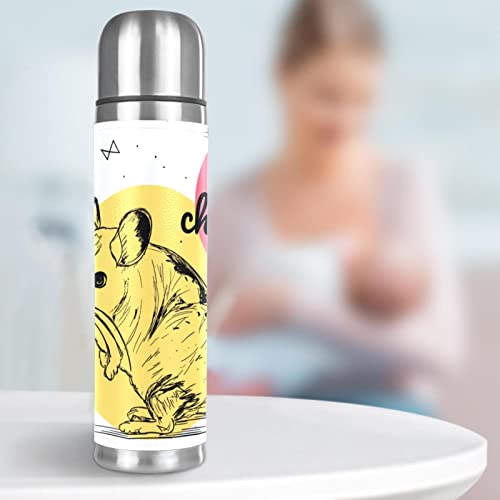 Cute Sweet Chinchilla Vacuum Insulated Water Bottle Stainless Steel Thermos Flask Travel Mug Coffee Cup Double Walled 17 OZ