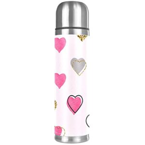 heart vacuum insulated water bottle stainless steel thermos flask travel mug coffee cup double walled 17 oz