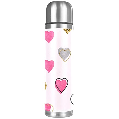 Heart Vacuum Insulated Water Bottle Stainless Steel Thermos Flask Travel Mug Coffee Cup Double Walled 17 OZ