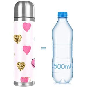 Heart Vacuum Insulated Water Bottle Stainless Steel Thermos Flask Travel Mug Coffee Cup Double Walled 17 OZ