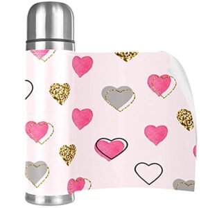 Heart Vacuum Insulated Water Bottle Stainless Steel Thermos Flask Travel Mug Coffee Cup Double Walled 17 OZ