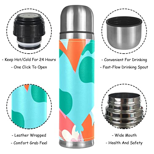 Heart Shaped Balloons Stainless Steel Coffee Thermos, Double Walled Insulated Water Bottle for Outdoor Sports, Office, Car (17 OZ/500ML)