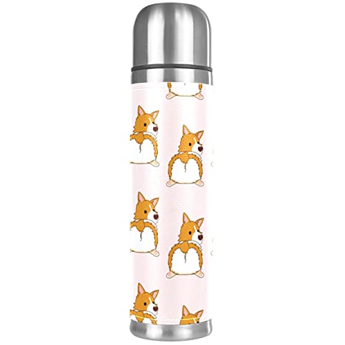 Cute Funny Corgi Dog Puppy Stainless Steel Water Bottle Leak-Proof, Double Walled Vacuum Insulated Flask Thermos Cup Travel Mug 17 OZ