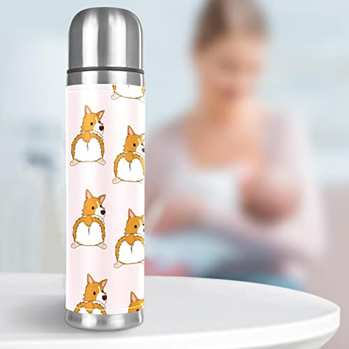 Cute Funny Corgi Dog Puppy Stainless Steel Water Bottle Leak-Proof, Double Walled Vacuum Insulated Flask Thermos Cup Travel Mug 17 OZ