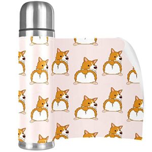 Cute Funny Corgi Dog Puppy Stainless Steel Water Bottle Leak-Proof, Double Walled Vacuum Insulated Flask Thermos Cup Travel Mug 17 OZ