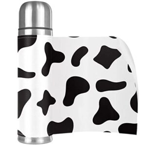 Cow Black White Stainless Steel Water Bottle, Leak-Proof Travel Thermos Mug, Double Walled Vacuum Insulated Flask 17 OZ