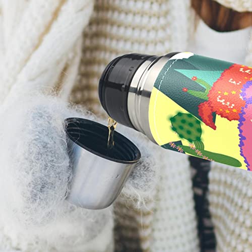 Alpaca Llama Cactus Stainless Steel Water Bottle Leak-Proof, Double Walled Vacuum Insulated Flask Thermos Cup Travel Mug 17 OZ