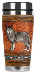 mugzie max - 20-ounce stainless steel travel mug with insulated wetsuit cover - wolf - image by dan morris