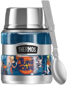 thermos space jam: a new legacy toon squad group shot stainless king stainless steel food jar with folding spoon, vacuum insulated & double wall, 16oz
