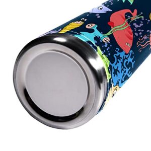 Insulated Water Bottle,Thermos for Hot Drinks,cartoon sea fish and plants,Coffee thermos Stainless Steel Water Bottle