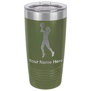 lasergram 20oz vacuum insulated tumbler mug, basketball player woman, personalized engraving included (camo green)