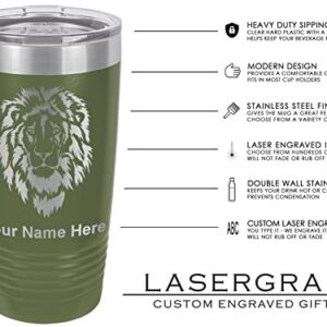 LaserGram 20oz Vacuum Insulated Tumbler Mug, Soccer Player Woman, Personalized Engraving Included (Camo Green)