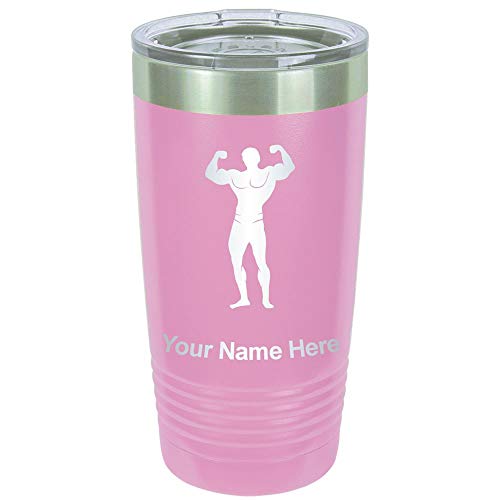 LaserGram 20oz Vacuum Insulated Tumbler Mug, Bodybuilder, Personalized Engraving Included (Light Purple)