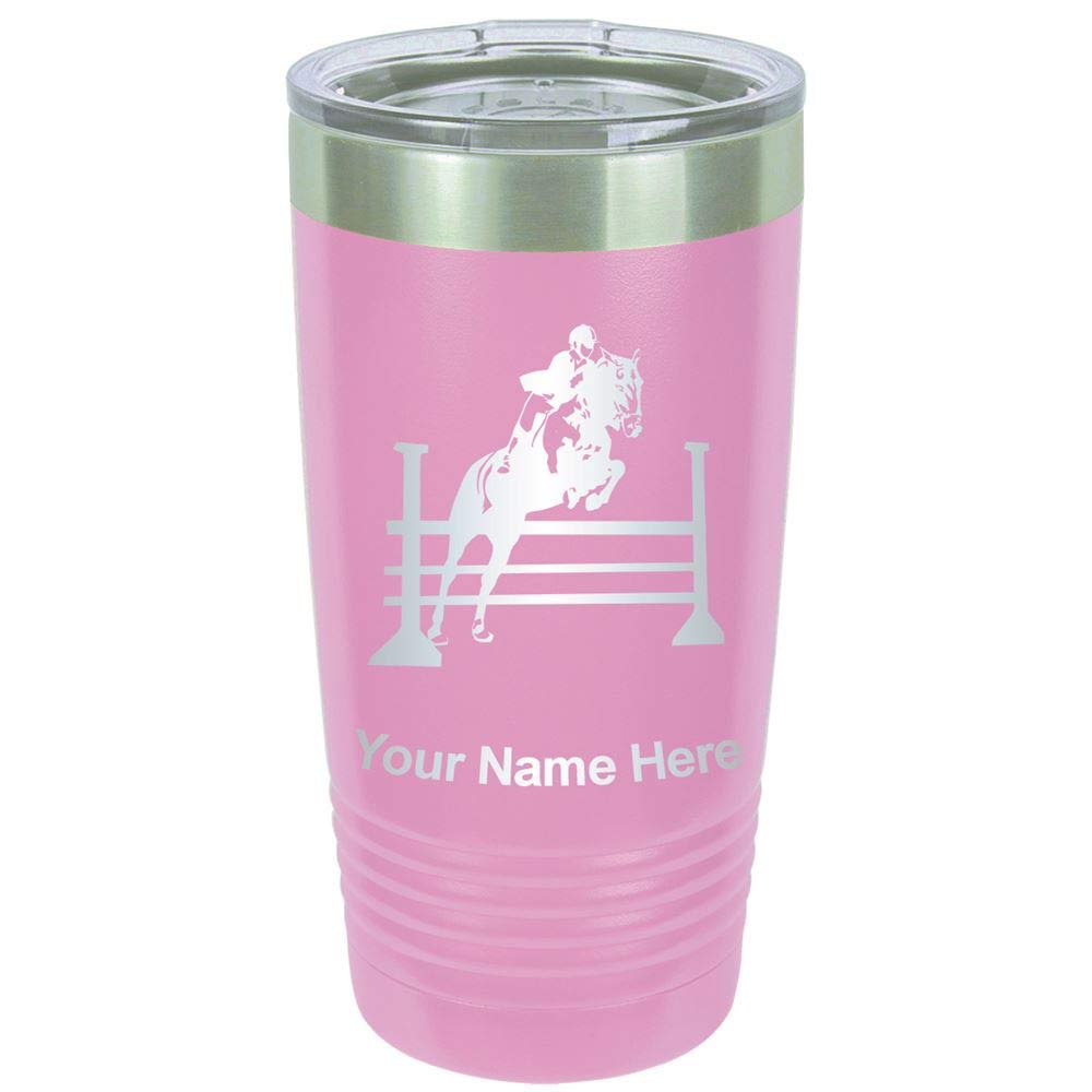 LaserGram 20oz Vacuum Insulated Tumbler Mug, Horse Hurdles, Personalized Engraving Included (Light Purple)