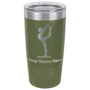 lasergram 20oz vacuum insulated tumbler mug, gymnast woman, personalized engraving included (camo green)