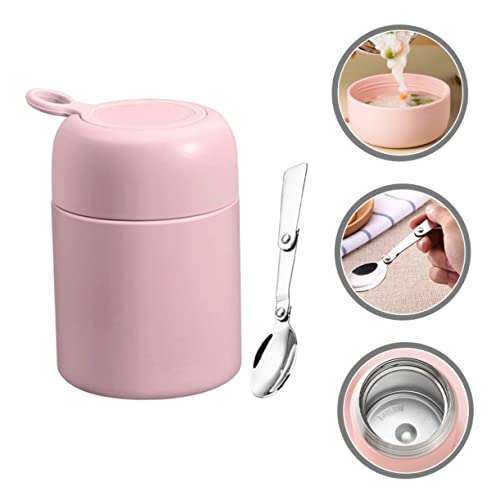 Yardwe Vacuum Flask Thermal Breakfast Cup Insulation Soup Cups Leakproof Soups Cup Pink Student 316 Stainless Steel Stew Pot Stainless Steel Small Insulation Barrels Breakfast Cups