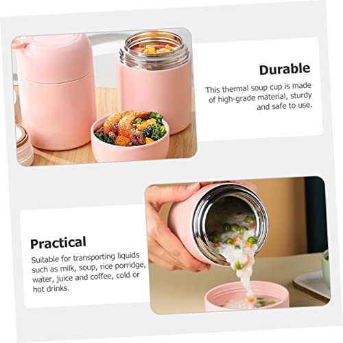 Yardwe Vacuum Flask Thermal Breakfast Cup Insulation Soup Cups Leakproof Soups Cup Pink Student 316 Stainless Steel Stew Pot Stainless Steel Small Insulation Barrels Breakfast Cups