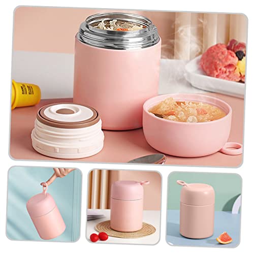 Yardwe Vacuum Flask Thermal Breakfast Cup Insulation Soup Cups Leakproof Soups Cup Pink Student 316 Stainless Steel Stew Pot Stainless Steel Small Insulation Barrels Breakfast Cups