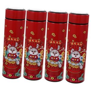 veemoon 4pcs year of the rabbit cup year of the rabbit gift chinese new year water bottle chinese water bottle funny water bottles souvenir stainless steel travel insulation