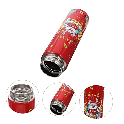 Veemoon 4pcs Year of The Rabbit Cup Year of The Rabbit Gift Chinese New Year Water Bottle Chinese Water Bottle Funny Water Bottles Souvenir Stainless Steel Travel Insulation