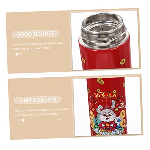 Veemoon 4pcs Year of The Rabbit Cup Year of The Rabbit Gift Chinese New Year Water Bottle Chinese Water Bottle Funny Water Bottles Souvenir Stainless Steel Travel Insulation