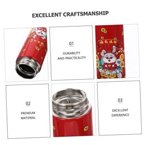 Veemoon 4pcs Year of The Rabbit Cup Year of The Rabbit Gift Chinese New Year Water Bottle Chinese Water Bottle Funny Water Bottles Souvenir Stainless Steel Travel Insulation