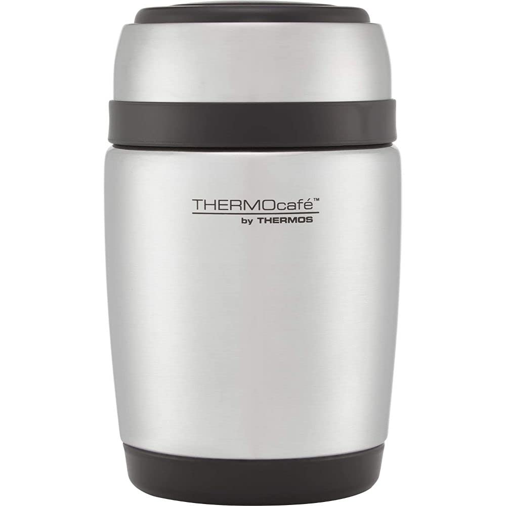 Thermos Curved Food Flask with Spoon 400ml, 400 ml, Stainless Steel