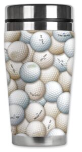 mugzie golf balls travel mug with insulated wetsuit cover, 16 oz, black