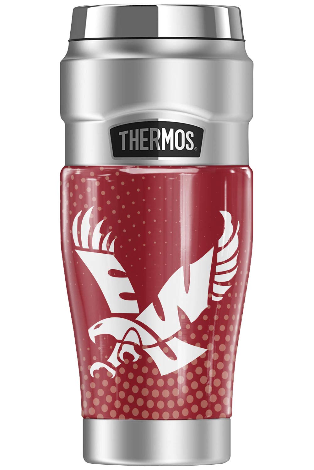 THERMOS Eastern Washington University OFFICIAL Radial Dots STAINLESS KING Stainless Steel Travel Tumbler, Vacuum insulated & Double Wall, 16oz