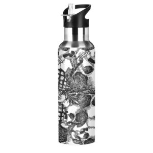 anyangquji 20oz stainless steel water bottle vacuum insulated,sports water bottle with straw lid for fitness gym outdoor (color1)