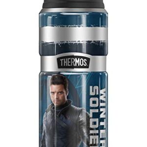 Marvel - The Falcon And The Winter Soldier Winter Soldier Blue Pose THERMOS STAINLESS KING Stainless Steel Drink Bottle, Vacuum insulated & Double Wall, 24oz