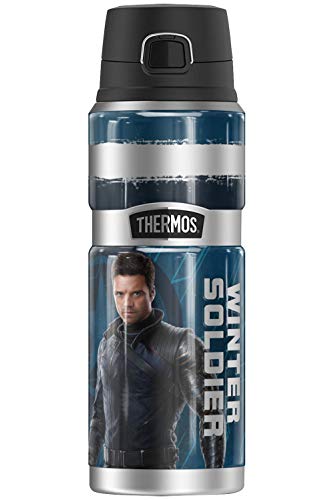 Marvel - The Falcon And The Winter Soldier Winter Soldier Blue Pose THERMOS STAINLESS KING Stainless Steel Drink Bottle, Vacuum insulated & Double Wall, 24oz