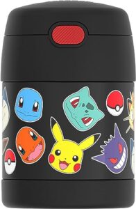 thermos funtainer 10 ounce stainless steel vacuum insulated kids food jar with spoon, pokemon