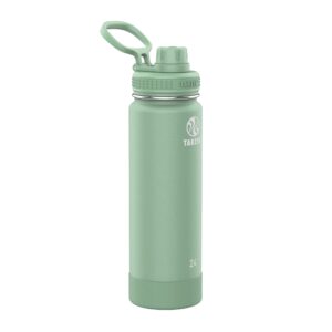 takeya actives 24 oz vacuum insulated stainless steel water bottle with spout lid, premium quality, cucumber