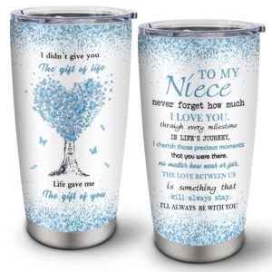 vutieso niece gifts, niece gifts from auntie, niece gifts from aunt, gifts for niece, birthday gifts for niece, best niece ever, graduation gift for niece, to my niece stainless steel tumbler 20oz