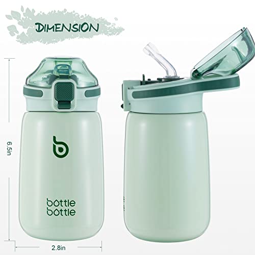 BOTTLE BOTTLE Kids Water Bottles for School 12 oz Stainless Steel Water bottle with Leak Proof Lid Double Wall Vacuum Kids Insulated Water Bottle Keeps Hot and Cold Best Gift Back to School (green)