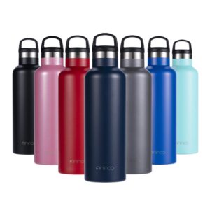 insulated water bottle stainless steel vacuum insulated double-wall thermos,24oz water bottle with handle lid navy blue
