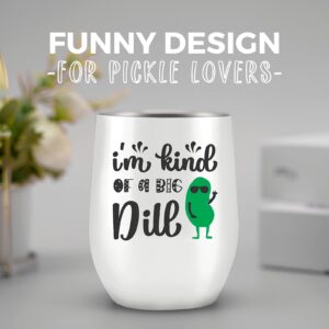 Onebttl Funny Pickle Gifts for Pickle Lovers, Insulated 12 oz Stainless Steel Tumbler with Lid and Gifts Box, I'M KIND OF A BIG DILL