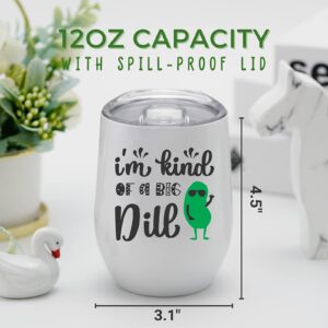 Onebttl Funny Pickle Gifts for Pickle Lovers, Insulated 12 oz Stainless Steel Tumbler with Lid and Gifts Box, I'M KIND OF A BIG DILL