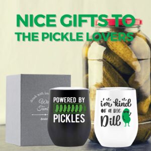 Onebttl Funny Pickle Gifts for Pickle Lovers, Insulated 12 oz Stainless Steel Tumbler with Lid and Gifts Box, I'M KIND OF A BIG DILL