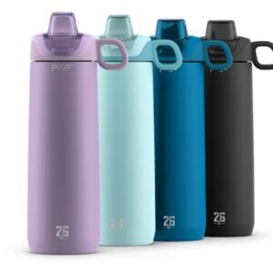 Pogo Active Stainless Steel Insulated Water Bottle with Leak Proof Straw Lid, 26oz, Lilac