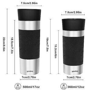 Travel Coffee Mug Spill Proof,17 Oz Travel Mug with 360°Drinking Lid,Double Wall Vacuum Insulated Coffee Travel Mug Stainless Steel Tumbler Thermal Coffee Thermos Mugs for Hot and Cold Drinks(Black)