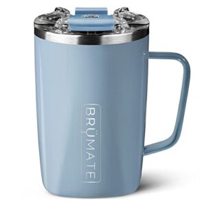brümate toddy - 16oz 100% leak proof insulated coffee mug with handle & lid - stainless steel coffee travel mug - double walled coffee cup (denim)