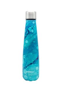 costablue insulated water bottle - on-the-go refillable stainless steel water bottles for adults, reusable thermos travel tumbler with leak-proof lid for hot & cold beverages (17oz. bubbly blue)