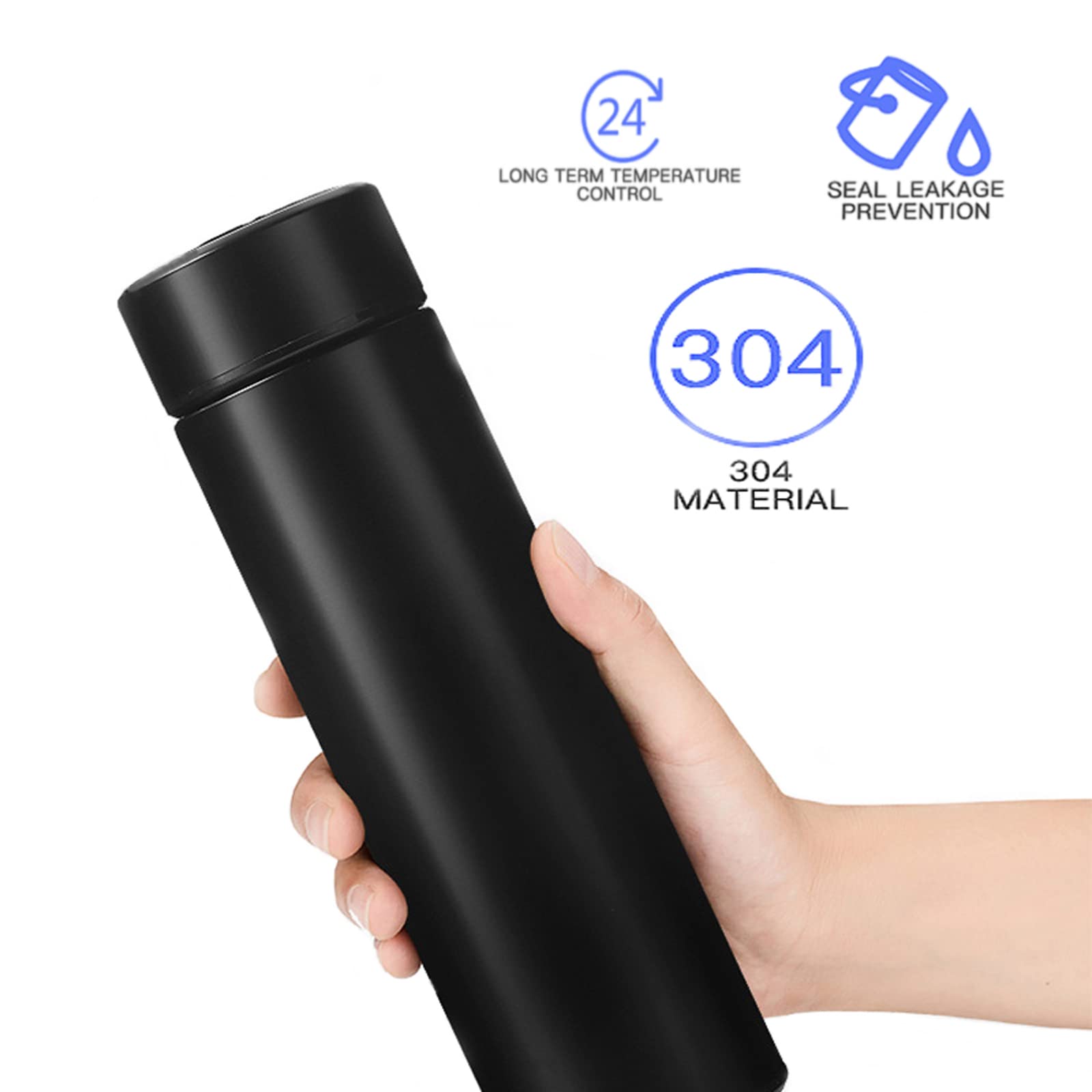 Insulated Cup-Stainless Steel Vacuum Coffee Mug,Flask Leak Proof Water Bottle,Double Wall Sport Travel Mug,Keep Cold & Hot 12 Hours BPA Free 17oz (Black)