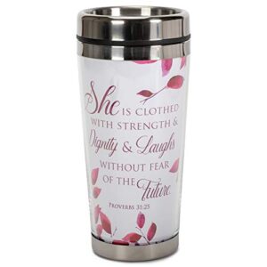 elanze designs proverbs 31 woman 16 ounce stainless steel travel mug with lid