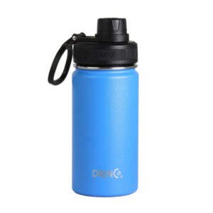 drinco stainless steel water bottle spout lid vacuum insulated double wall water bottle wide mouth (40oz 32oz 22oz 18oz 14oz) leak proof keeps cold or hot (14 oz, 14oz royal blue)