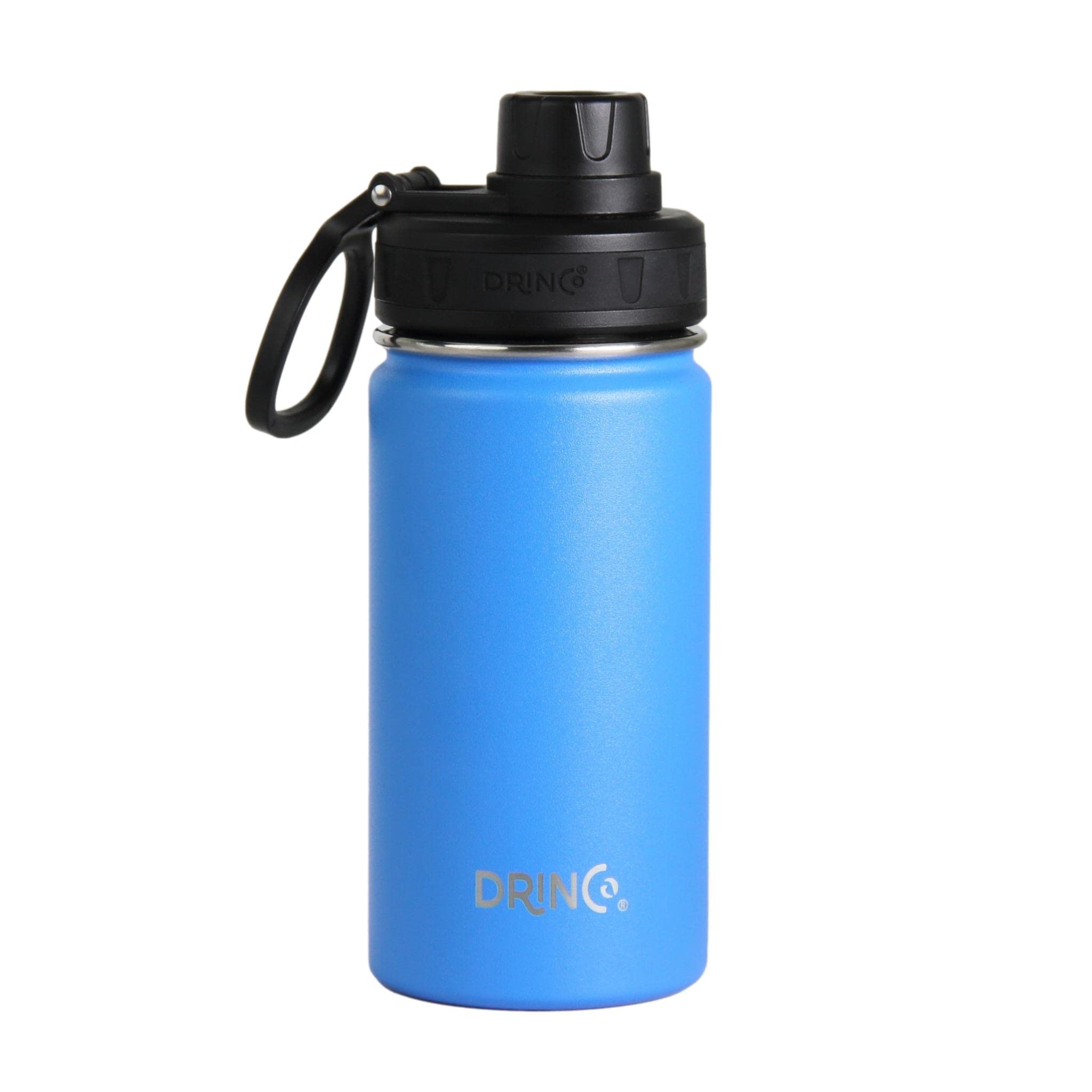 DRINCO Stainless Steel Water Bottle Spout Lid Vacuum Insulated Double Wall Water Bottle Wide Mouth (40oz 32oz 22oz 18oz 14oz) Leak Proof Keeps Cold or Hot (14 oz, 14oz Royal Blue)