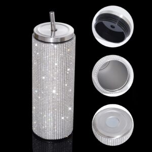 20 oz Glitter Diamond Water Bottle Rhinestone Bling Cup Stainless Steel Tumbler Insulated Cup with Lid Straw Random Color Cup Brush Straw Brush for Women